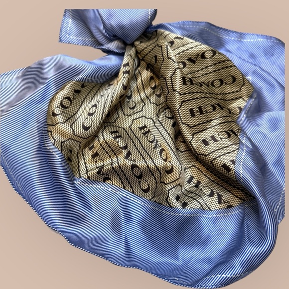 Coach | Blue and Gold Silk Scarf | OS | NWT - Picture 4 of 7